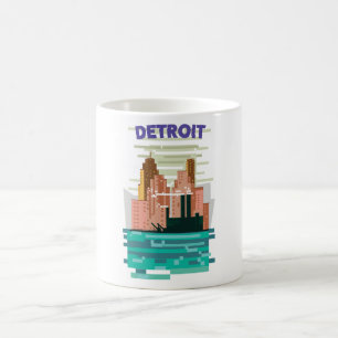 Mug Affiche de voyage de l'horizon de la ville de Détr