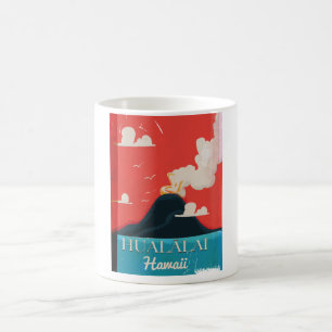 Mug Affiche de voyage du volcan Hualālai vintage Hawai