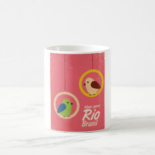 Mug Affiche de voyage pour voler à Rio, Brésil.