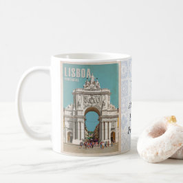 Mug Affiche de voyage vintage. Arc de rue de Lisbonne,