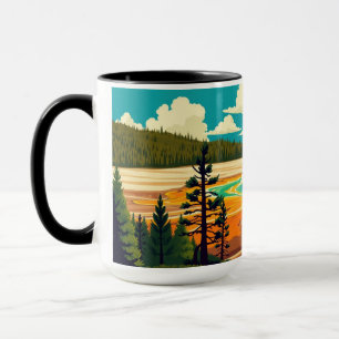Mug Affiche Rétro du Grand Prismatic Spring Moderne