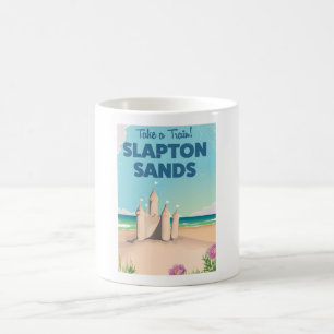 Mug Affiche vintage de château de sable de Slapton San