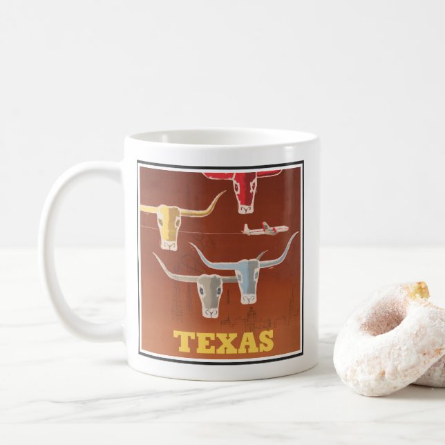 Mug Affiche Voyage Pour American Airlines Vers Texas (Avec donut)