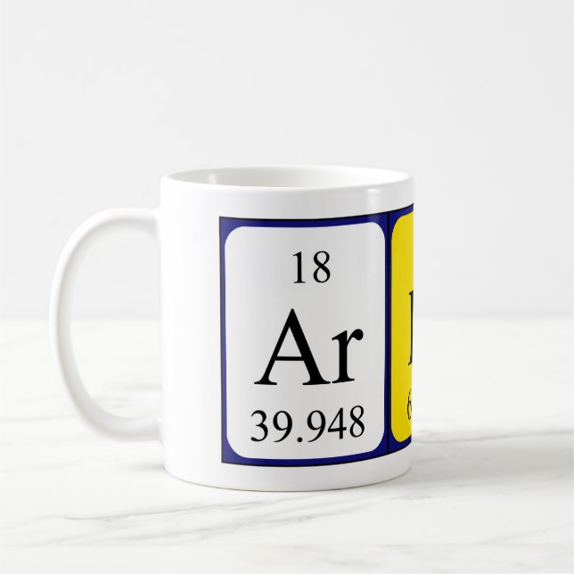 Mug Afficher la taille du nom de table périodique (Gauche)