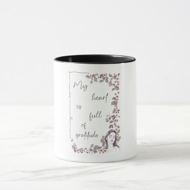 Mug Affirmation de gratitude. Floraison de l'état d'es (Centre)