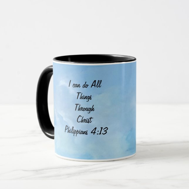 Mug Affirmation/Ecriture Philippiens 4:13 Art original (Devant gauche)