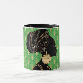 Mug Africaine Américaine customisée Femme Vert Black G