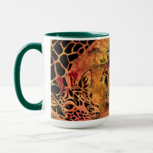 Mug African Girl and Giraffe - Amis - Dessin artistiqu