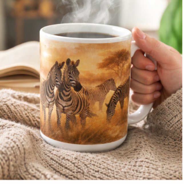 Mug African Zebra Herd | Savannah Wildlife Art (Créateur téléchargé)