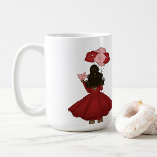 Mug Afro-Américain avec des ballons Saint-Valentin