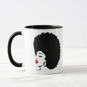 Mug Afro avec de belles lèvres rouges