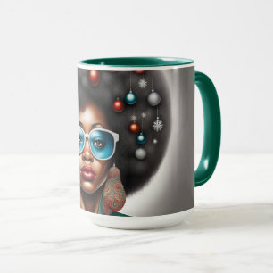Mug Afro femme élégante et bizarre ambiance de vacance