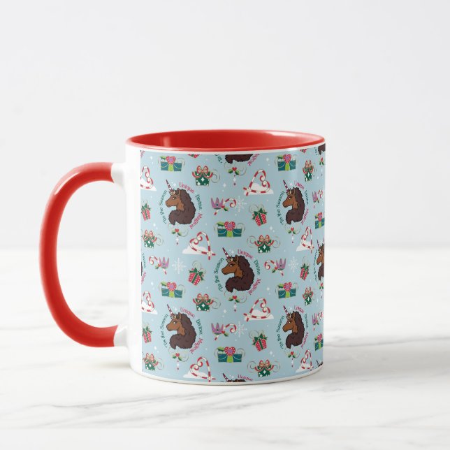 Mug Afro Unicorn Motif de vacances (Gauche)