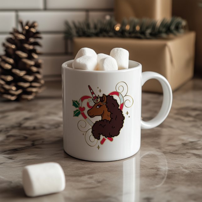 Mug Afro Unicorn Sucre de canne Heart Holiday (Créateur téléchargé)