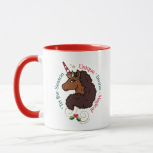 Mug Afro Unicorn 'Tis Season Holiday Unicorn