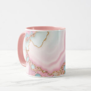 Mug Agate Marble Moderne Blue Rose Gold Collection