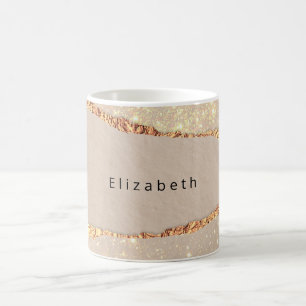 Mug Agate marbre parties scintillant en pierre beige o