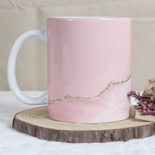 Mug Agate Rose Pâle Paillettes d'Or