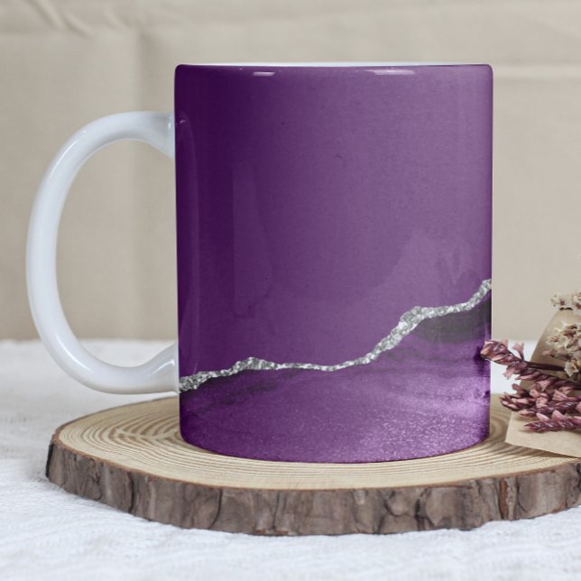 Mug Agate Violet Pailleté Argent (Créateur téléchargé)