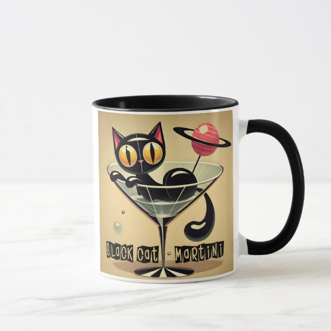 Mug Âge atomique Futuriste de l'espace Noir Cat Martin (Droite)