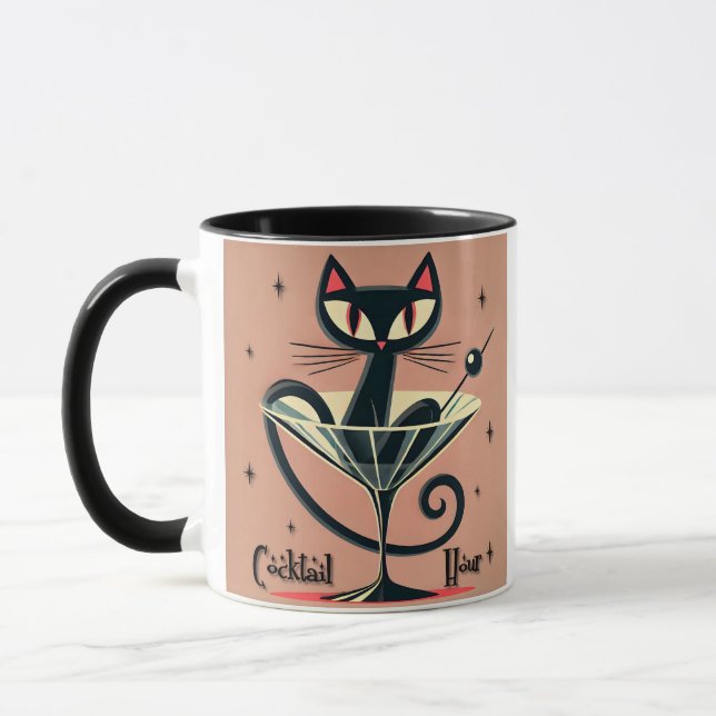 Mug Âge atomique Futuriste de l'espace Noir Cat Martin (Gauche)