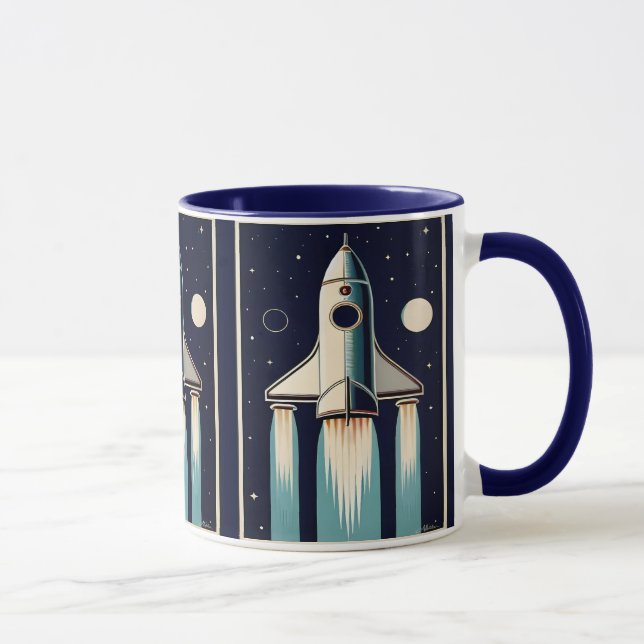 Mug Âge Spatial Rétro Fusée des Années 50 (Droite)
