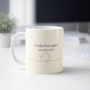 Mug Agent immobilier Prunier en traits de crayon