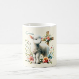 Mug Agneau de Pâques personnalisé à l'aquarelle