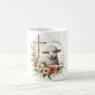 Mug Agneau de Pâques personnalisé à l'aquarelle