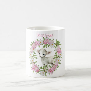 Mug Agneau de Pâques personnalisé à l'aquarelle