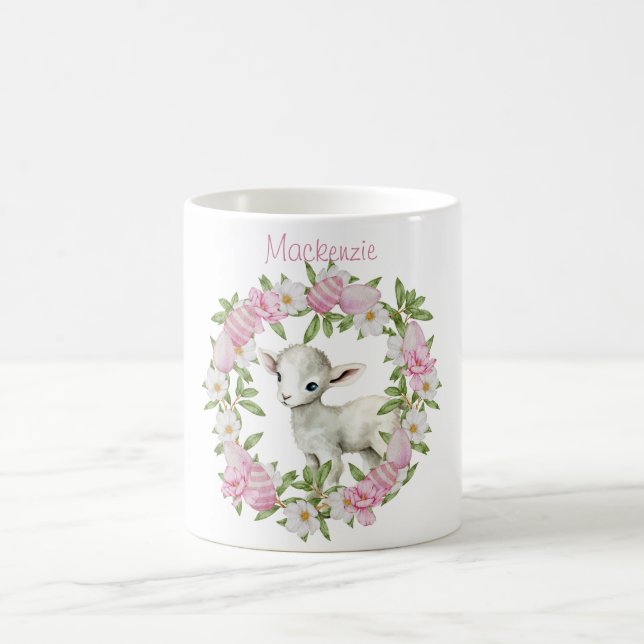 Mug Agneau de Pâques personnalisé à l'aquarelle (Centre)