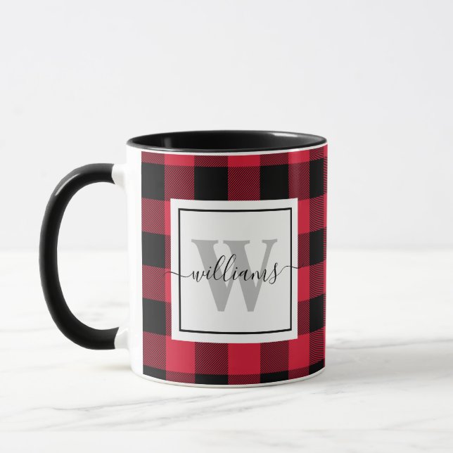 Mug Agritourisme Monogramme sur mesure Rouge Buffalo P (Gauche)