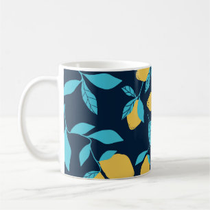 Mug Agrumes simples : citrons sur le bleu.
