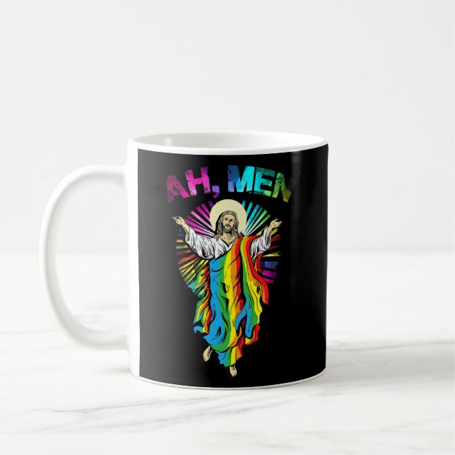 Mug Ah Men Rainbow Gay Jesus Christian LGBT Pride (Gauche)