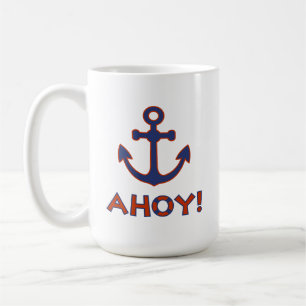 Mug AHOY ! Bouée + Design Ancre Rouge+Bleu