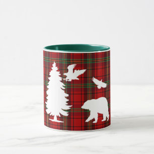 Mug Aigle de l'Ours des pins sur tarte noire rouge