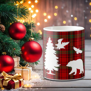 Mug Aigle de l'Ours des pins sur tarte noire rouge