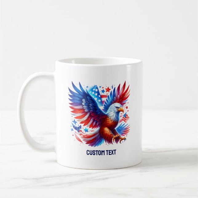 Mug Aigle Patriotique Américain Rouge Blanc Bleu (Gauche)