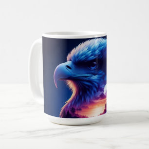 Mug Aigle superposé à un paysage mystique de coucher d
