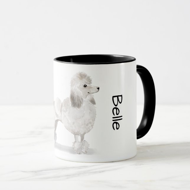 Mug Aime mon caniche (blanc) (Devant droit)