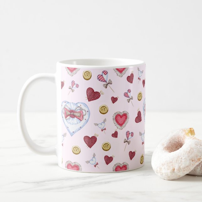 Mug Aimer Coeur coudre aquarelle            (Avec donut)