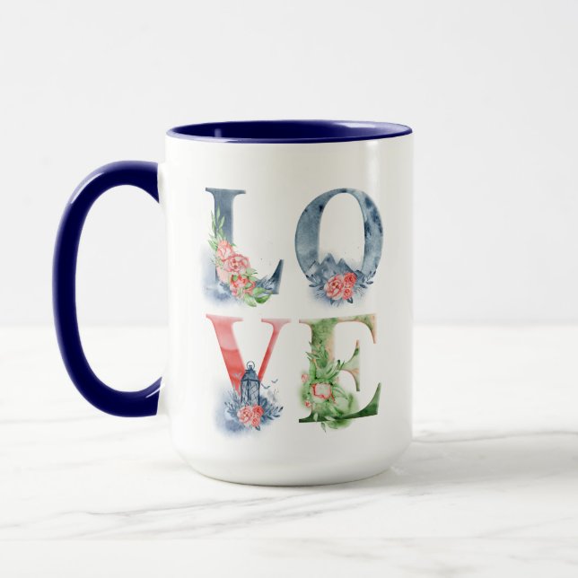 Mug Aimer empilé Fractionné Graphique floral imprimé c (Gauche)
