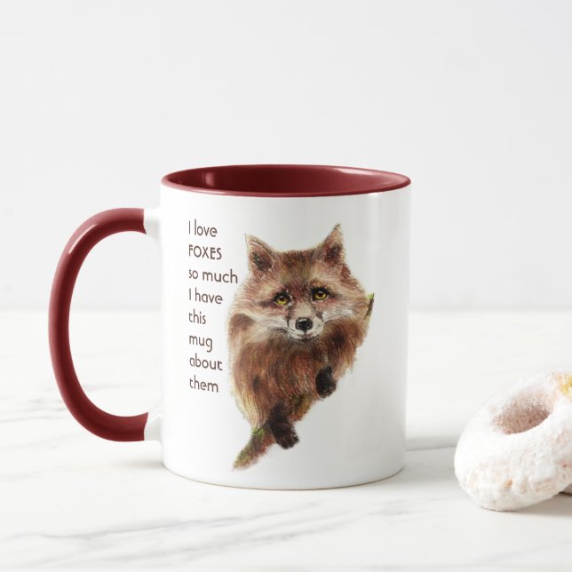 Mug Aimer FOXES FOX ANIMAL tellement je me moque Citer (Avec donut)