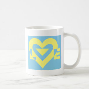 Mug Aimer jaune sur bleu