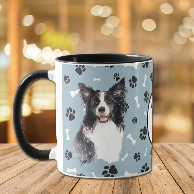 Mug Aimer Ma Frontière Collie Chien Pawprint (Créateur téléchargé)