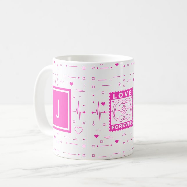 Mug Aimer pour toujours Personnalisez-le avec vos init (Devant gauche)