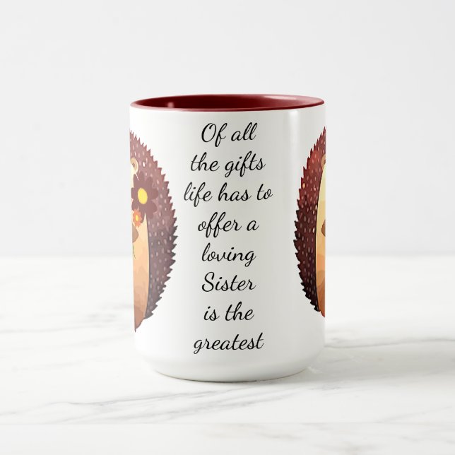 Mug Aimer Soeur Citation Inspirationnelle Cute Hérisso (Centre)