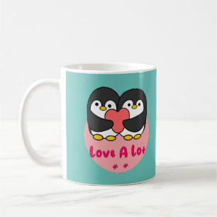 Mug Aimez beaucoup Kawaii mignon pingouins tenant coeu