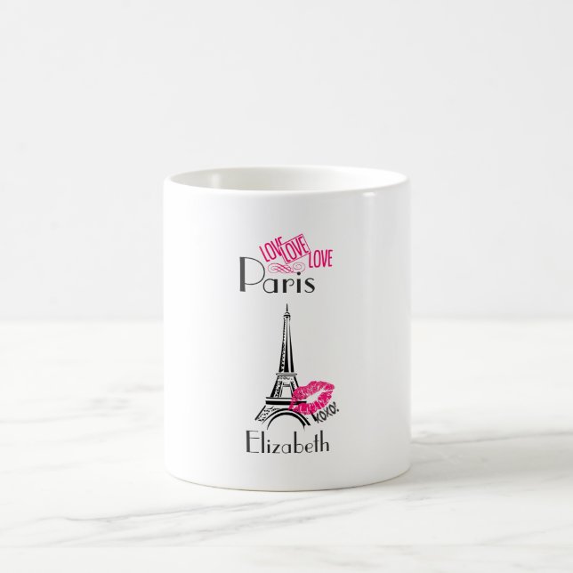 Mug Aimez Paris avec la Tour Eiffel et les lèvres en b (Centre)