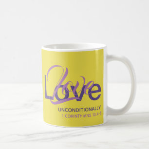 Mug AIMEZ SANS CONDITION Monogramme Chrétien Jaune